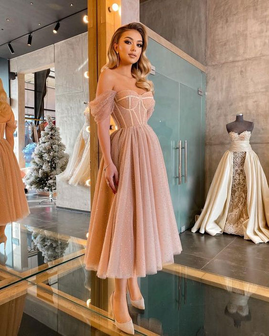 Flat shoulder high waist collar flared Dress Set - Apricot ,DS4110