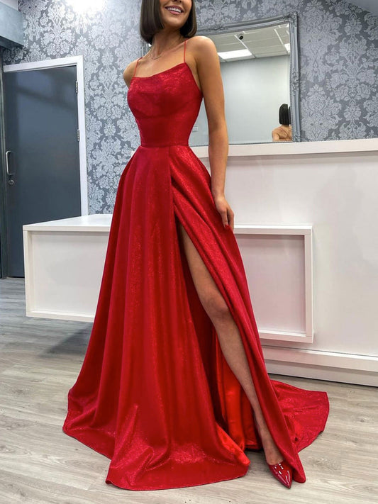 Simple Burgundy Satin Long Prom Dress Evening Party Dress,F04757