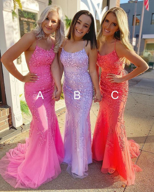 Mermaid Tulle Long Prom Dresses with Appliques and Beading,Formal Dress,Wedding Party Dresses,DS4122