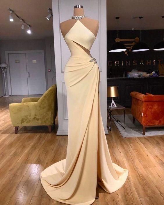 High Neck Sheath Prom Dresses Evening Gown with Beaded,CD3160