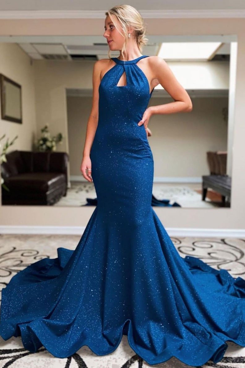 Blue mermaid long evening dress blue prom dress,DS2086