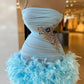 Ocean blue beaded short dress mini party dress Homecoming Dress,DS4153