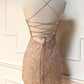Sparkle Straps Tight Peach Sequins Short Homecoming Dress,DH0008