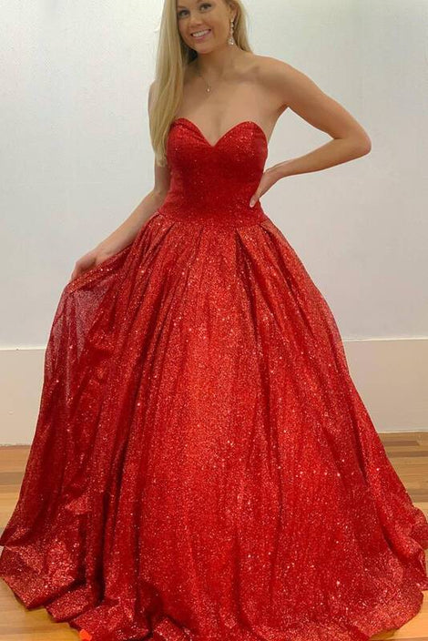Red Sparkling Prom Dress Long 2022, Formal Ball Dress, Evening Dress, Dance Dresses, School Party Gown,DS4273