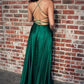 Blue Spaghetti Strap Prom Dress with Side Slit, Sexy Long Senior Prom Dresses,DS4097