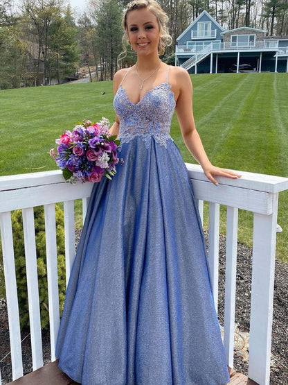 Blue sweetheart neck lace long prom dress lace blue bridesmaid dress,DS2004