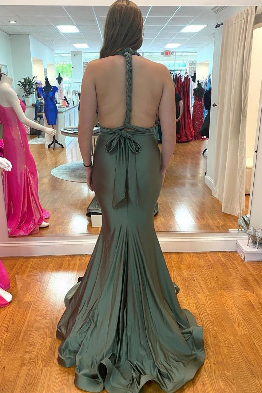 Deep V-Neck Mermaid Prom Dress Sleeveless Floor-Length Party Dress,DS5123