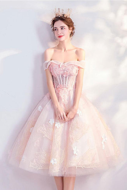 Pink sweetheart tulle lace short prom dress pink cocktail dress,DS2128