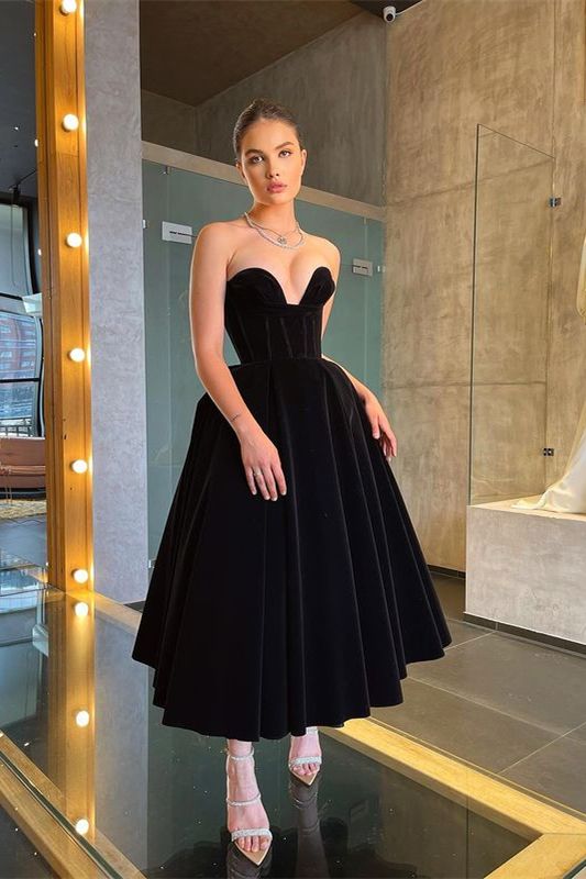 Little Black Tea-Length Prom Dress,EQ9650