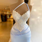Lavender Long Sleeveless Sexy lace Mermaid prom dresses,F04816