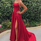 Blue Spaghetti Strap Prom Dress with Side Slit, Sexy Long Senior Prom Dresses,DS4097