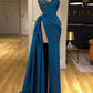 Elegant Sleeveless Mermaid Split Front Prom Dresses with Lace,F04807