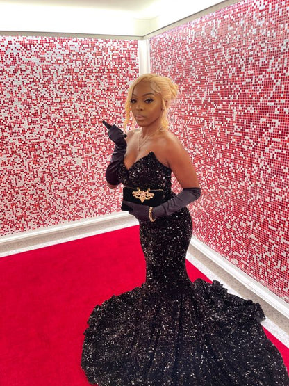 Glamorous Mermaid Evening Gowns Black Girl Sequin Prom Dresses,BL18616 DSProm Glamorous Mermaid Evening Gowns Black Girl Sequin Prom Dresses,BL18616 DSProm