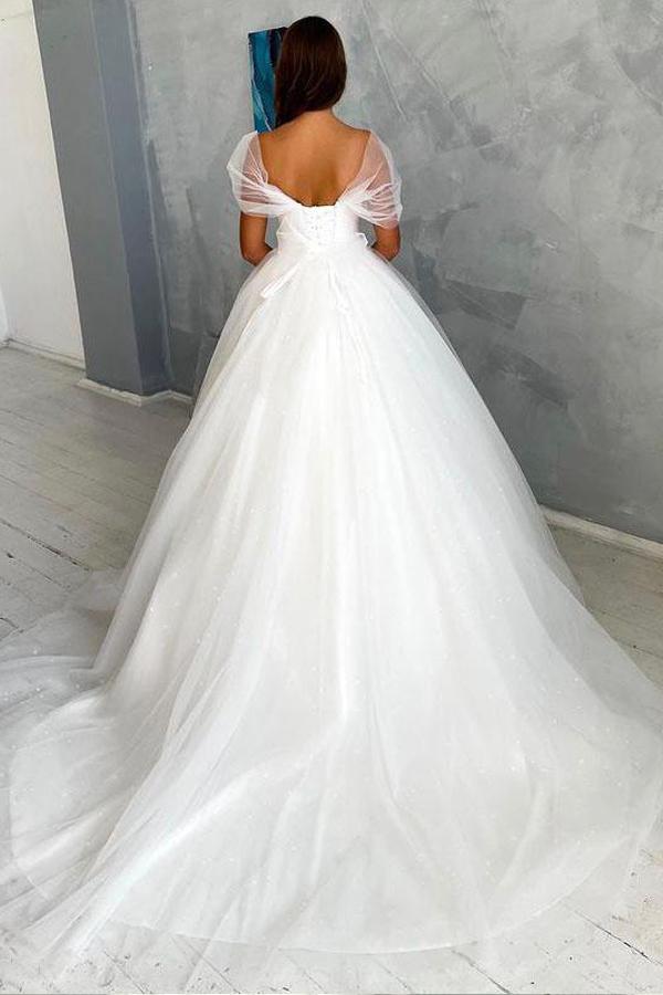 Ball Gown Off-the-shoulder Wedding Dress Tulle Bridal Dress,DS2672