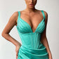 SEXY V-NECK HIGH-SPLIT MERMAID RUCHED LONG PROM DRESS,DS3508