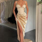 SEXY V-NECK HIGH-SPLIT MERMAID RUCHED LONG PROM DRESS,DS3508