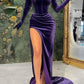 REGENCY LONG SLEEVES HIGH NECK PROM DRESS MERMAID LONG WITH SLIT,DS3500