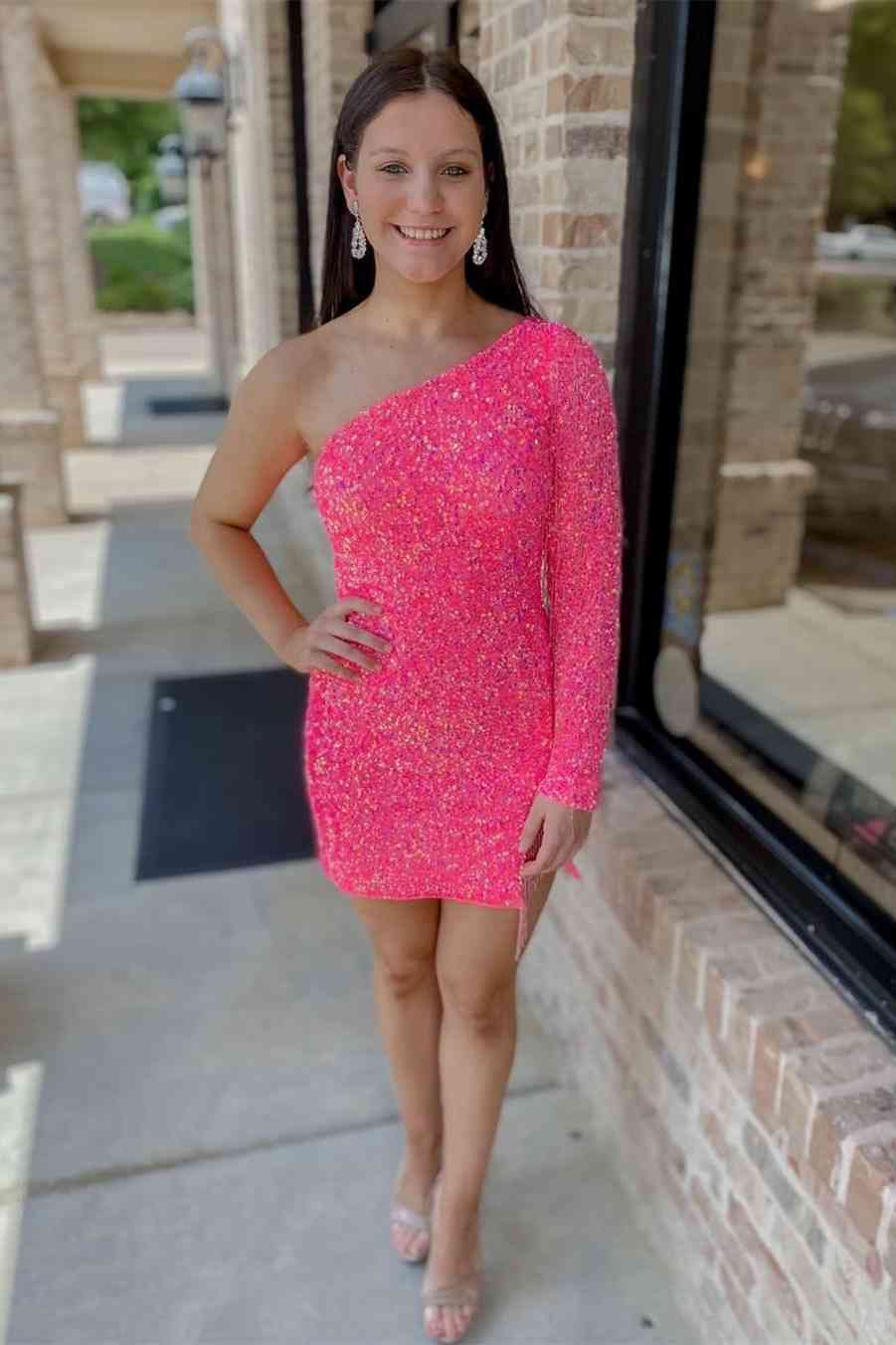 fringe homecoming dress Ellie Wilde EW34629 Fringe Mini Dress with Scoop Neckline
