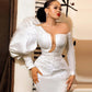 Mermaid Wedding Dress Sexy Sheer Neck Puffy Long Sleeves Beaded Split Formal Party Vestido,LW038