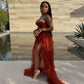 Sexy Prom Dress Strapless Sleeveless LaceTulle Ruffles High Split Plus Size Homecoming Party Cocktail Gown,CD3178