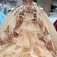 Sparkly Rose Gold Quinceanera Prom Dresses Sweetheart Lace Applique Sequins Ball Gown Tulle Formal Dress,DS4393