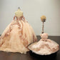 Sparkly Rose Gold Quinceanera Prom Dresses Sweetheart Lace Applique Sequins Ball Gown Tulle Formal Dress,DS4393