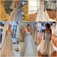 Glitzerndes Brautkleid in A-Linie mit glänzenden Tüllträgern und Perlen, langem Schwanz, Brautkleider, DS4450