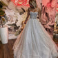 Glitzerndes Brautkleid in A-Linie mit glänzenden Tüllträgern und Perlen, langem Schwanz, Brautkleider, DS4450