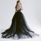 Robe de mariée trapèze unique, en dentelle, avec appliques et perles, à volants, LW062