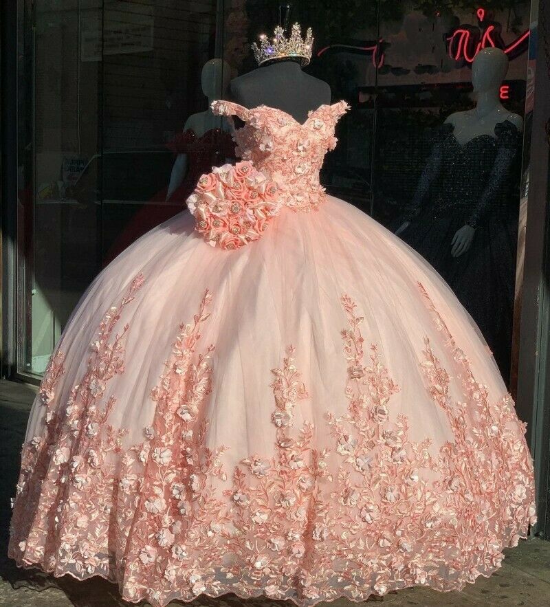 Charming Ball Gown Pink Quinceanera Dress Lace Applique Beading Sweet 16 Dress,DS4412