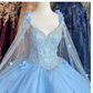 Blue flowers tulle ball gown , chic prom dress,DS4384
