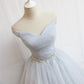 Off the Shoulder Short Gray Prom Dresses with Coset Back, Short Beaded Gray Graduation Homecoming Dresses,DS3082