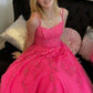 Hot Pink A Line Tulle Lace Appliques Long Prom Dresses, Formal Graduation Evening Dresses,DS4558