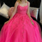 Hot Pink A Line Tulle Lace Appliques Long Prom Dresses, Formal Graduation Evening Dresses,DS4558
