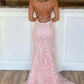 Pink Appliques Mermaid Long Prom Dress,DS4523