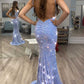 Shiny Blue Sequins Mermaid Backless Prom Dress,Sequined Evening Gown,Celebrity Dresses,DS4993