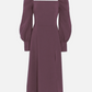 Square-neckline split-hem midi dress,DS4198