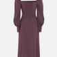 Square-neckline split-hem midi dress,DS4198
