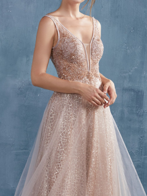 Luxury Champagne Sequin Beaded Long Prom Dresses,DS3997