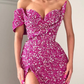 Purple One-Shoulder Sweetheart Mermaid Prom Dress With Split,DS4590