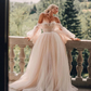 Fancy Off-the-Shoulder Sweetheart Tulle A-Line Long Prom Dress,WD5743