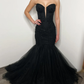 Black gothic beaded lace corset tulle mermaid wedding dress, alternative bride cape dress with a train,DS9575