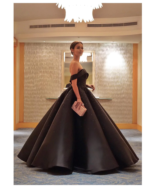 Luxury Ball Gowns Formal Dresses,Off the Shoulder Black Dubai Evening Dresses,CD3165