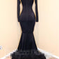 Elegant V-Neck Long Sleeves Appliques Sequins Mermaid Zipper Prom Dresses,BD1499