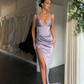 V-Neck Split Prom Dress Long Sleevesless Evening Party Gowns,DS12116