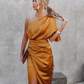 One Shoulder Split Midi Length Wedding Guest Dress,DS12114