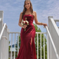 Strapless Mermaid Satin Long Prom Dress With Slit,Mermaid Graduation Dress,Evening Gown,DS4505