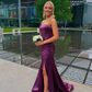 Strapless Mermaid Satin Long Prom Dress With Slit,Mermaid Graduation Dress,Evening Gown,DS4505