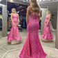 LONG MERMAID PROM DRESS NEON SEQUINED ONE SHOULDER FORMAL MERMAID,DS4509