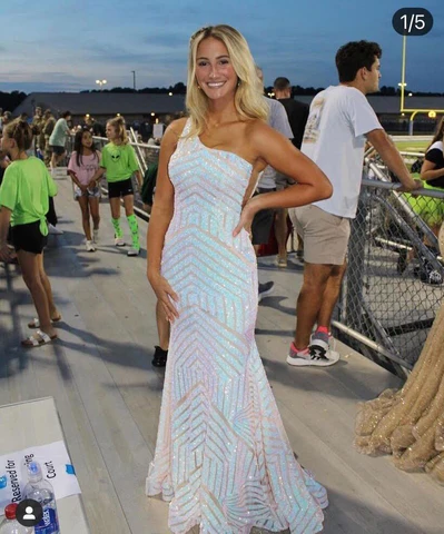 LONG MERMAID PROM DRESS NEON SEQUINED ONE SHOULDER FORMAL MERMAID,DS4509